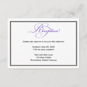 Purple Formal Script Wedding Reception Detail Card