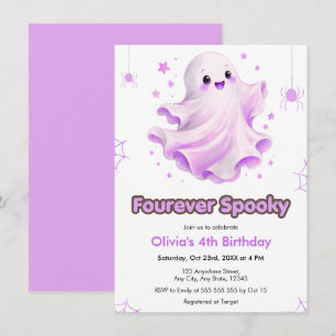 Purple Four Ever Spooky Halloween 4th Birthday Invitation
