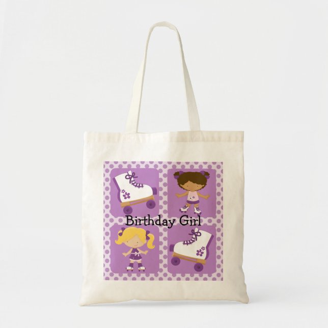 Purple Four Square Rollerskating Birthday Tote Bag (Front)