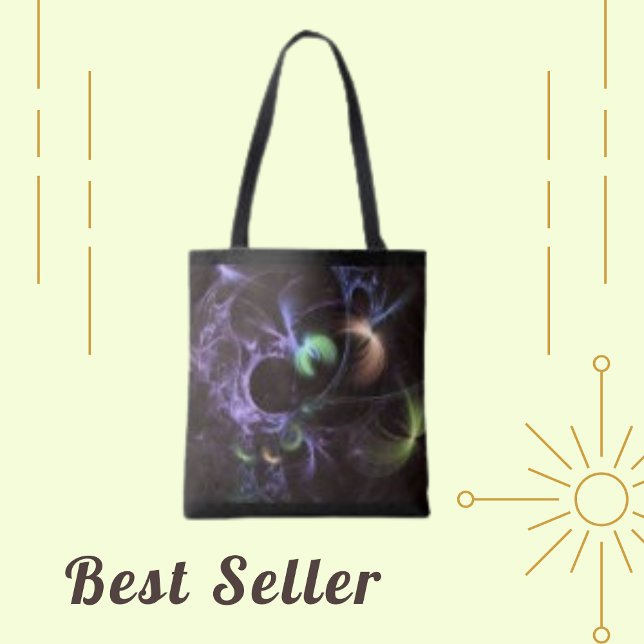 Purple Fractal Bulb Fantasy Curve Tote Bag (Creator Uploaded)