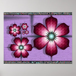 Purple Fractal Flowers Poster