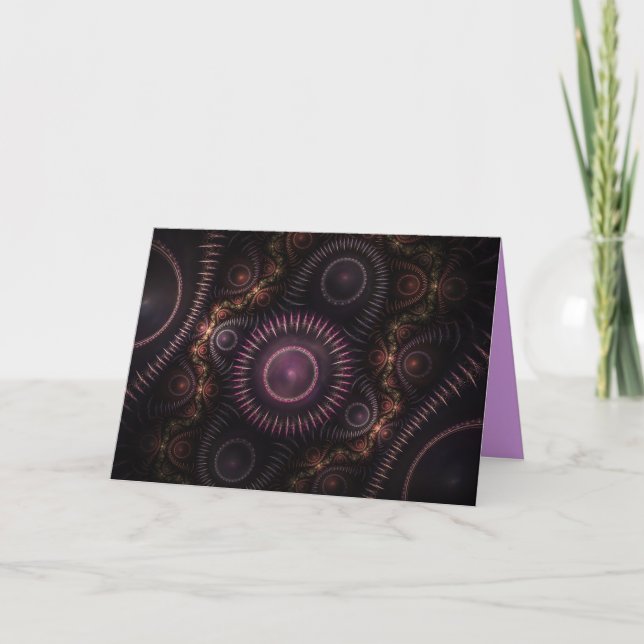 purple fractal greeting card (Front)