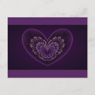 Purple Fractal Heart Postcard