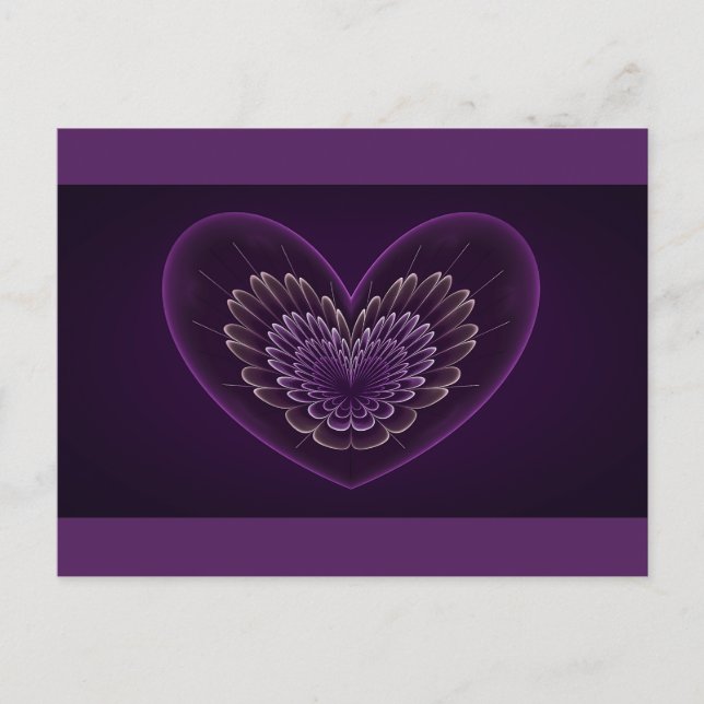 Purple Fractal Heart Postcard (Front)
