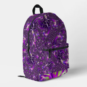 Purple Fractal Printed Backpack