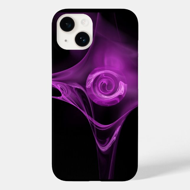 PURPLE FRACTAL ROSE IN BLACK Case-Mate iPhone CASE (Back)