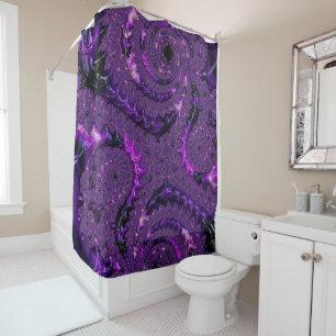 Purple Fractal Shower Curtain