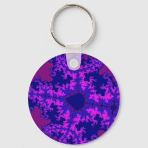 Purple Fractal Splash Key Ring