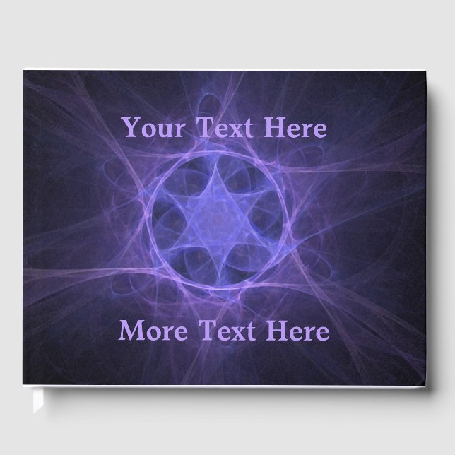 Purple Fractal Star Of David Guest Book (Front)