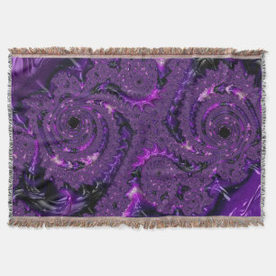 Purple Fractal Throw Blanket
