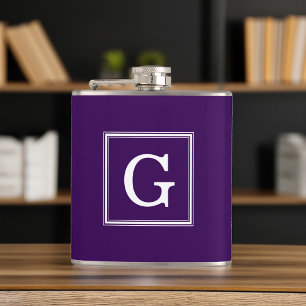 Purple Framed Monogram Hip Flask