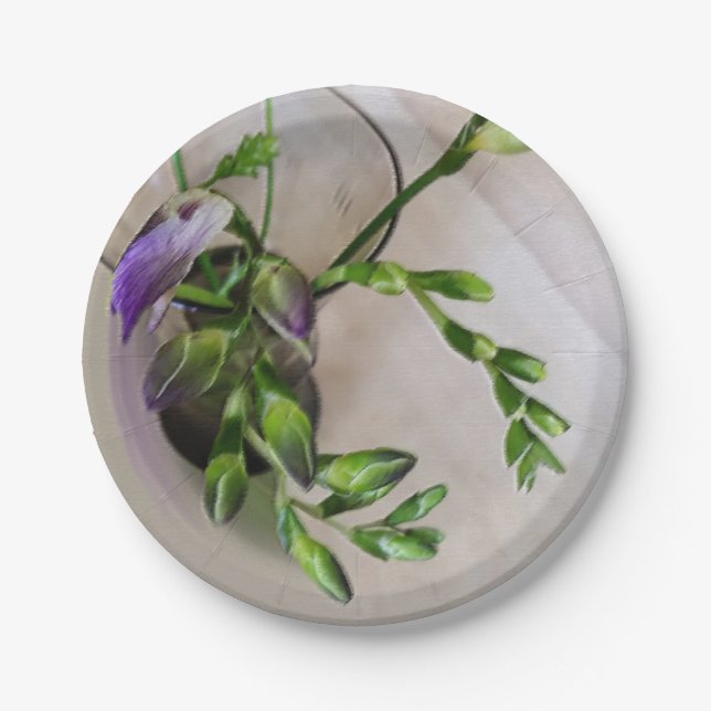 purple freesia buds paper plate (Front)