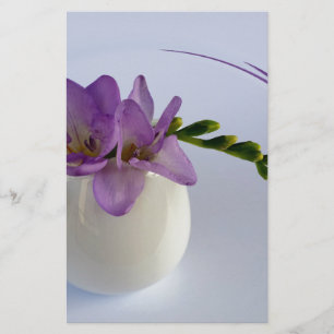 purple freesia buds stationery
