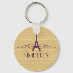 Purple French Flourish Keychain