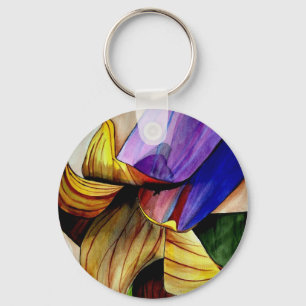Purple Fritillary flower original art watercolor Key Ring