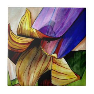 Purple Fritillary flower original art watercolor Tile