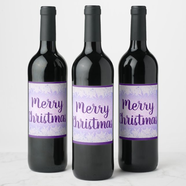 Purple frost Merry Christmas Wine Label (Bottles)