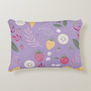 “Purple Fruit Floral Accent Pillow” Decorative Cushion