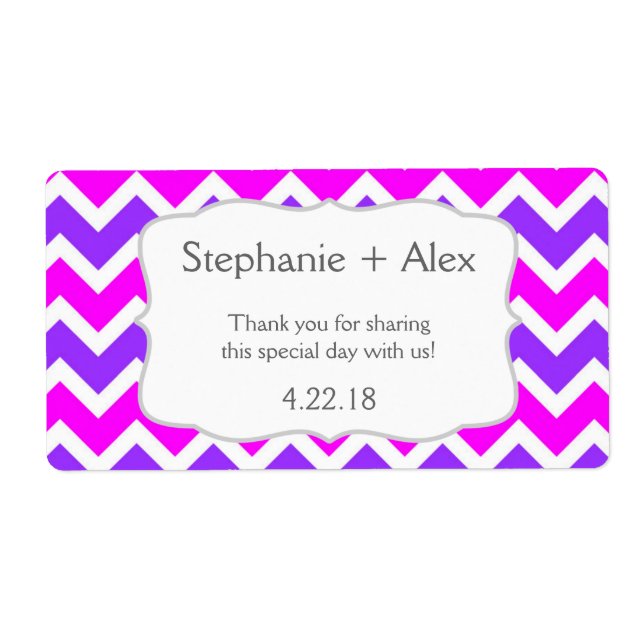 Purple Fuchsia Chevron Water Bottle customise it! (Front)