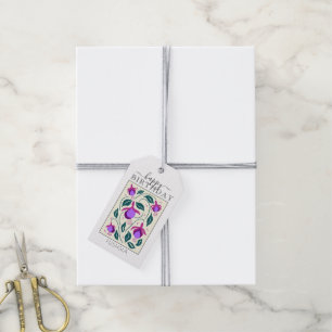 Purple Fuchsia Flowers HAPPY BIRTHDAY Gift Tags