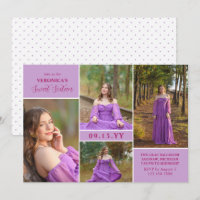 Purple Fuchsia Minimal Photo Collage Sweet Sixteen