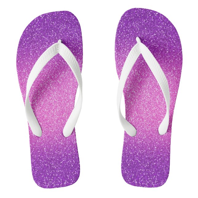 Purple-Fuchsia Ombre Glitters, Pair of Jandals (Footbed)