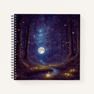 Purple Full Moon & Fireflies Hard Cover Journal