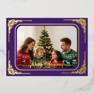 Purple Full photo Gold framed Christmas 