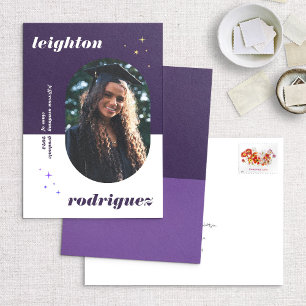 Purple Fun Rounded Photo Graduation Announcement