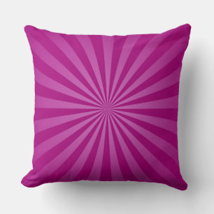 Purple Funky Sun Rays Retro Stripes Cushion