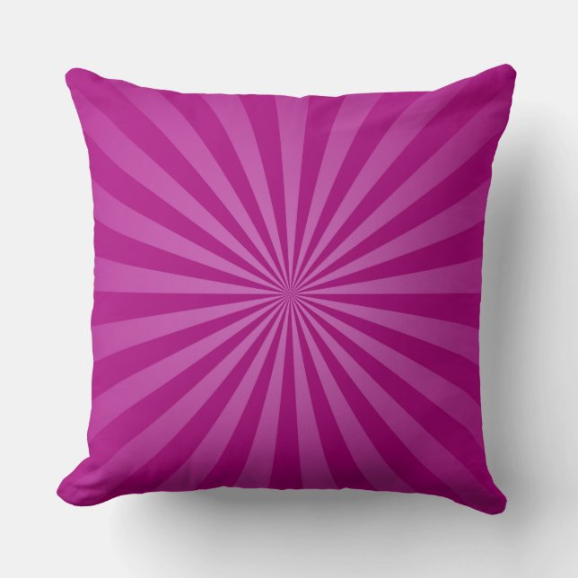 Purple Funky Sun Rays Retro Stripes Cushion (Front)