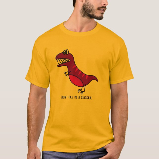 Purple funny angry dinosaur cartoon with slogan T-Shirt (Front)
