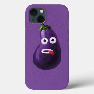 Purple Funny Cartoon Eggplant iPhone 13 Case