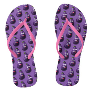Purple Funny Cartoon Eggplant Jandals