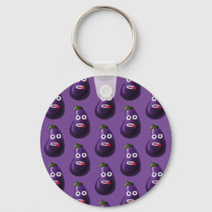 Purple Funny Cartoon Eggplant Pattern Key Ring