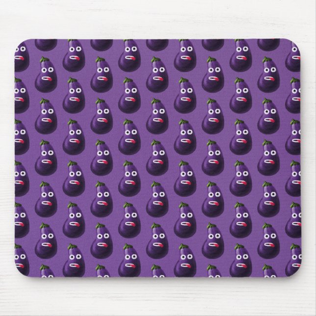 Purple Funny Cartoon Eggplant Pattern Mouse Pad (Front)
