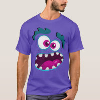 Purple Funny Monster Character Happy Scary Face