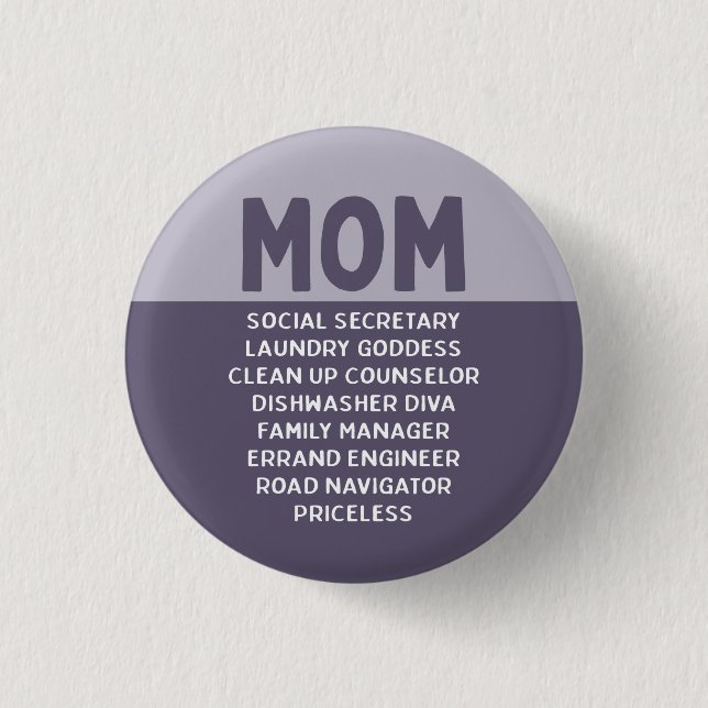 Purple Funny Mum Joke Mum's Life 3 Cm Round Badge (Front)