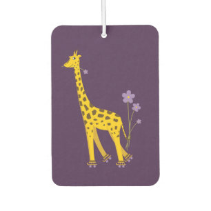 Purple Funny Roller Skating Giraffe Car Air Freshener