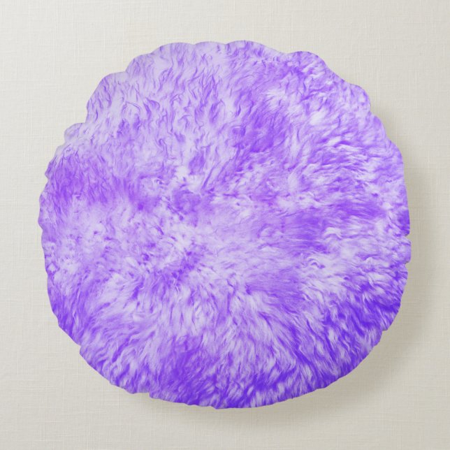 Purple Fur Frenzy Round Cushion (Front)