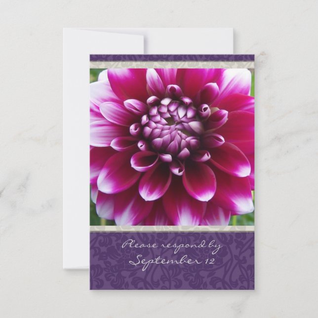 Purple Fuschia Dahlia rsvp with envelopes (Front)