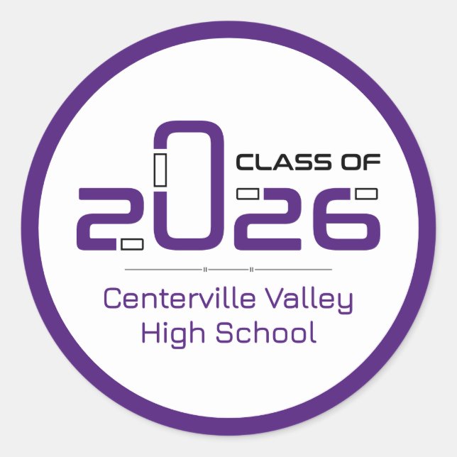 Purple Futuristic Class of 2026 Classic Round Sticker (Front)