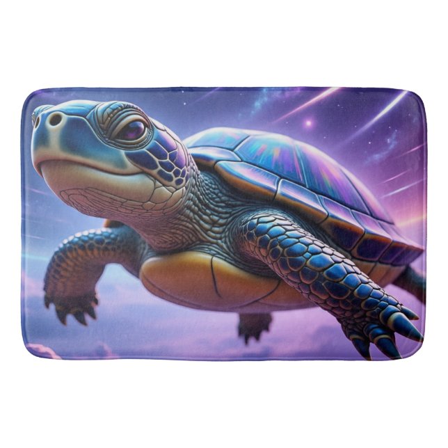 Purple Galactic Sea Turtle Bath Mat (Front)
