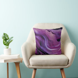 Purple galaxy abstract glitter cushion