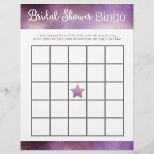 Purple Galaxy Bridal Shower Bingo Game