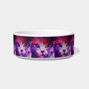 Purple Galaxy Cat Bowl