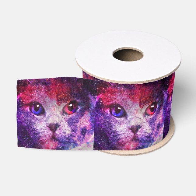 Purple Galaxy Cat  Grosgrain Ribbon (Spool)