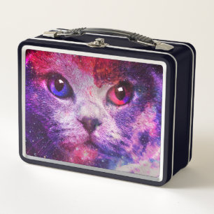 Purple Galaxy Cat Metal Lunch Box