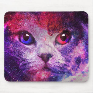Purple Galaxy Cat  Mouse Pad
