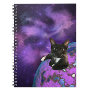 Purple Galaxy Cat Notebook